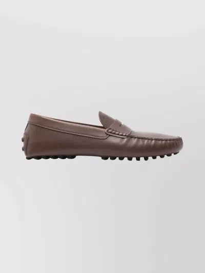 TOD'S MOC TOE PENNY LOAFERS WITH RUBBER SOLE
