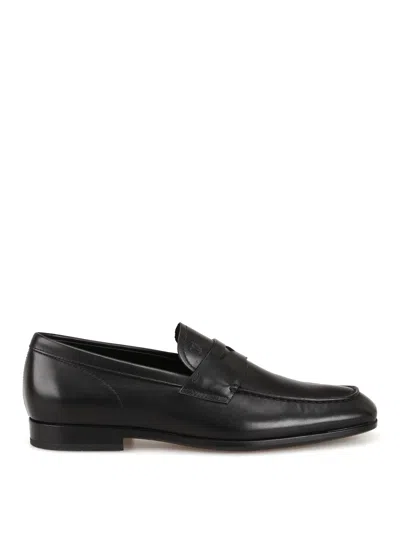 Tod's Leather Loafer With Iconic Horsebit In Black