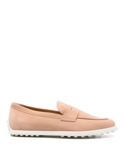 Tod's Suede Loafers In Beige