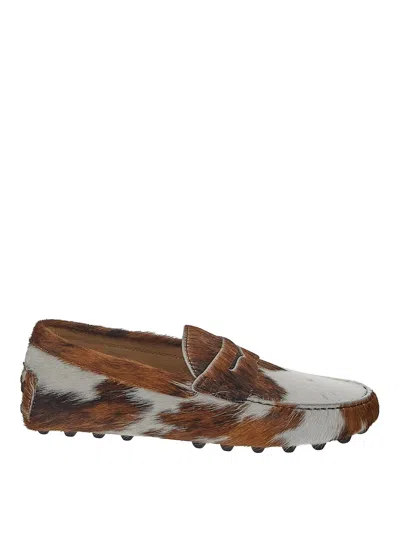 Tod's Fur Loafers In Beige