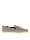 Tod's Suede Loafers Rubber Sole Gold-tone Hardware In Grey
