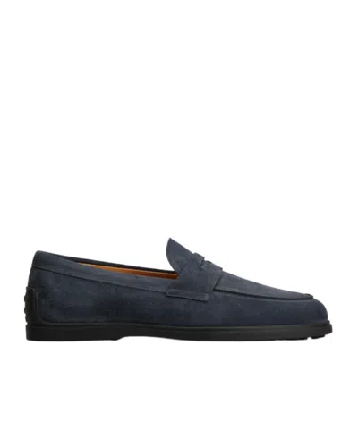 Tod's Mocassin En Cuir Velours In Blue