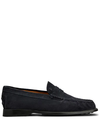 Tod's Mocassini Arricciati In Pelle Scamosciata In Black