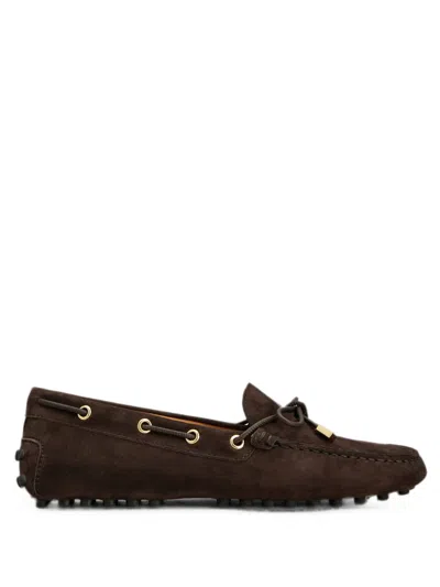 Tod's Mocassini Gommino In Pelle Scamosciata In Brown