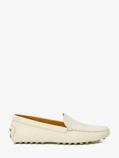 Tod's Gommino Leather Loafers In White