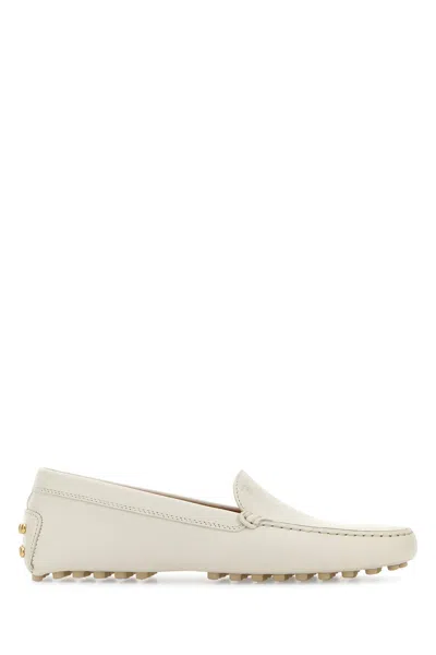 Tod's Ivory Leather Loafers In White