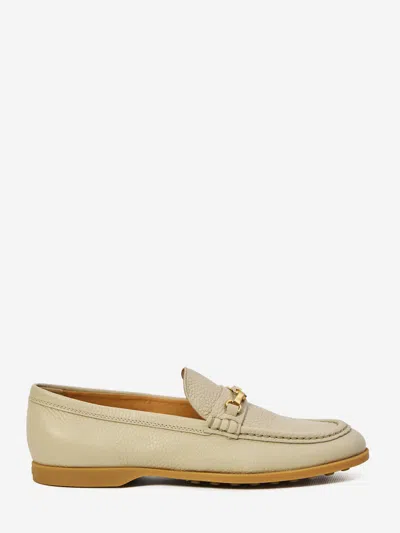 Tod's Hammered Leather Loafers In Neutral