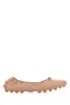 Tod's Lambskin Bow Detail Round Toe Ballerinas In Brown