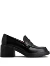 Tod's Leather Block Heel Loafers With Round Toe
