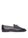 Tod's Tods Moccasin In Black Grained Leather With Leather Sole