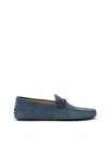 Tod's Blue Suede Leather Moccassin In Blue