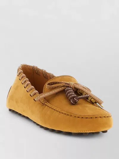 Tod's Moccasin Loafers Tassels Bow Rubber Sole In Brown