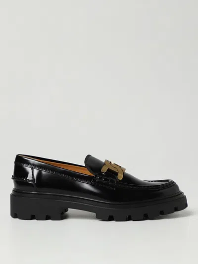 Tod's Moccasins In Brushed Leather In Black