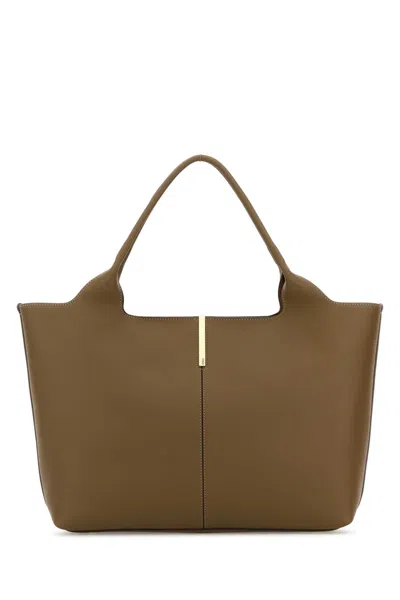 TOD'S MUD LEATHER SHOPPING BAG