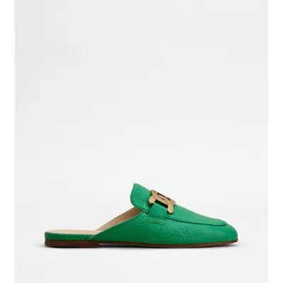 Tod's Mules In Leather In Green