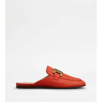 Tod's Mules In Leather In Red