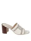 Tod's Perforated Block Heel Sandals In White