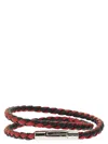 Tod's Black And Red Leather Double Wrap Bracelet In Red