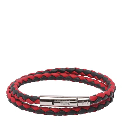 Tod's Mycolors Leather Bracelet In Black/red
