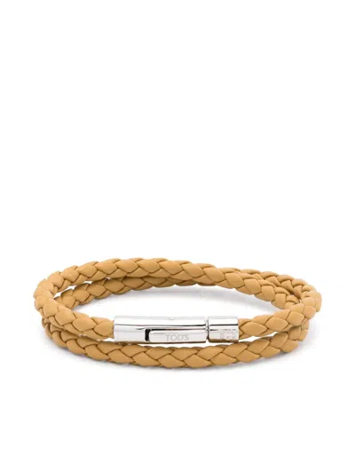 Tod's Mycolors Woven-leather Bracelet In Yellow