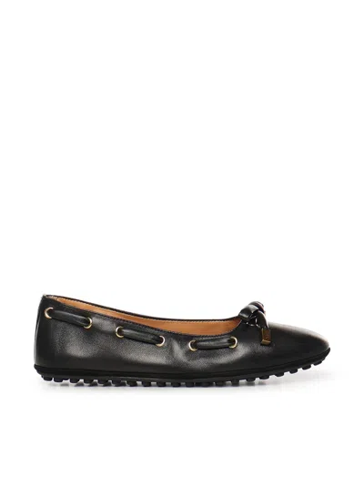 Tod's Nappa Leather Ballerina Flats In Black