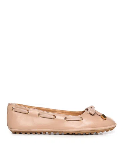 Tod's Nappa Leather Ballerina Flats In Pink