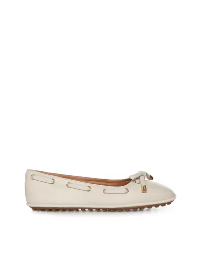 Tod's Nappa Leather Ballerina Flats In Neutral