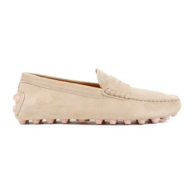 Tod's Natural Beige Suede Leather Loafers In Neutrals