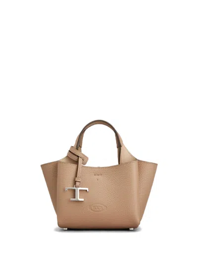 Tod's Natural Leather Micro Tote In Brown