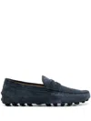 Tod's Leather Slippers With Pebbles Sole In Navy Blue