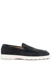 Tod's Mens Tods Ibrido Almond-toe Suede Loafers In Navy Blue