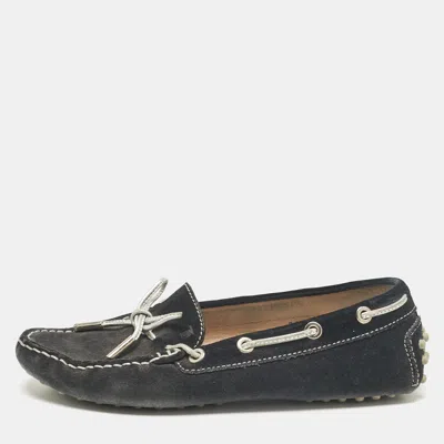 Pre-owned Tod's Navy Blue Suede Gommino Loafers Size 35.5