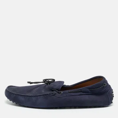 Pre-owned Tod's Navy Blue Suede Gommino Loafers Size 43