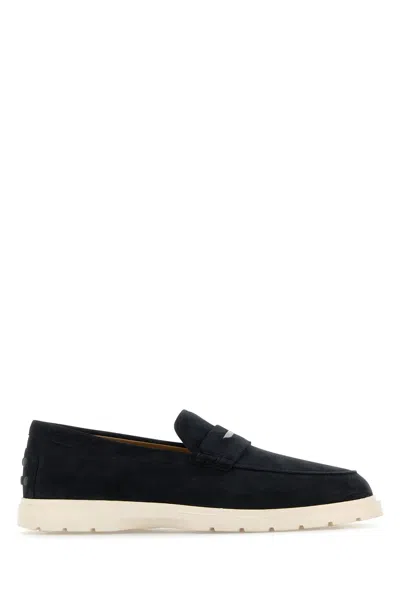 Tod's Navy Blue Suede Loafers