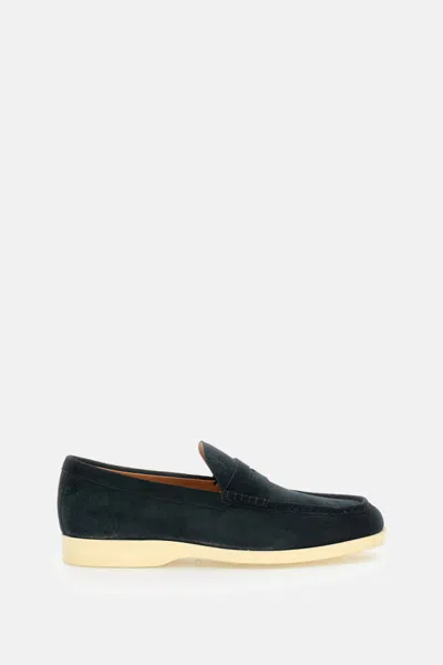 Tod's Navy Blue Suede Loafers