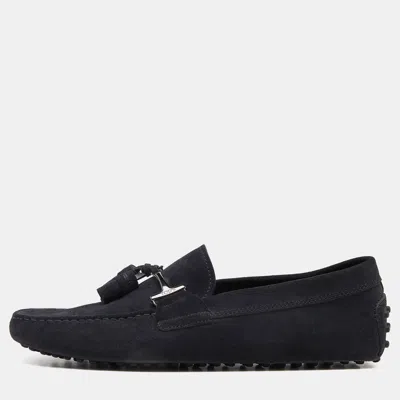 Pre-owned Tod's Navy Blue Suede Slip On Loafers Size 41.5