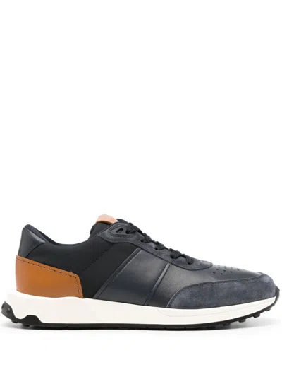 Tod's Navy Blue Suede Sneaker With Caramel Brown Accents For Men