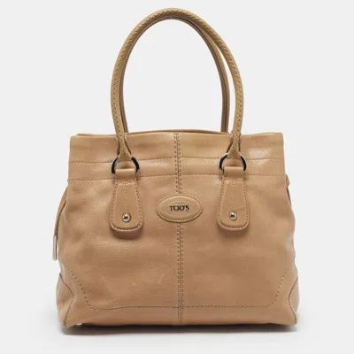 Pre-owned Tod's New Restyling D Bag Media Beige Leather Tote