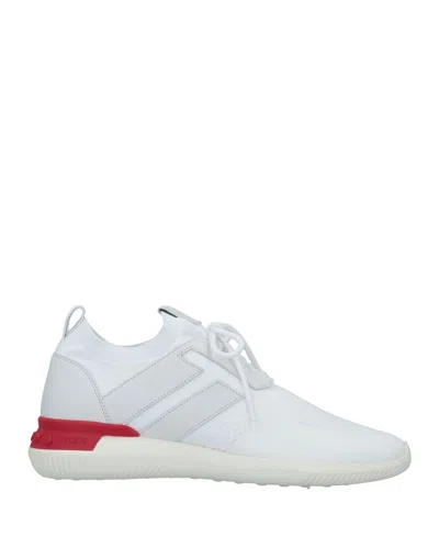 TOD'S NO CODE TOD'S NO_CODE MAN SNEAKERS WHITE SIZE 7.5 SOFT LEATHER, TEXTILE FIBERS