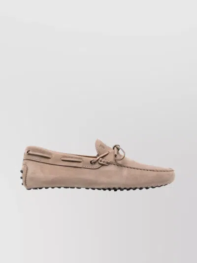 TOD'S NUBUCK LEATHER DRIVING SHOES WITH EYELET DETAIL