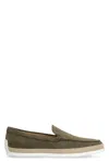 Tod's Mocassins In Nubuck With Logo In Green
