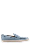Tod's Light Blue Calfskin Loafers With Rubber And Rope Sole
