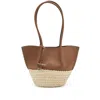 Tod's Medium Shopping Bag In Brown Leather And Raffia