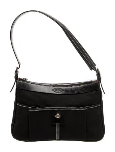 Pre-owned Tod's Nylon Shoulder Bag In Black
