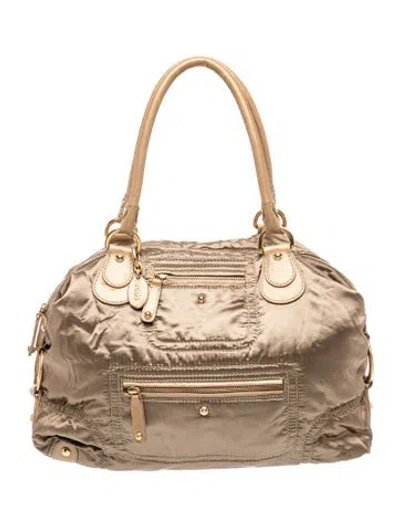 Pre-owned Tod's Nylon Shoulder Bag In Gold