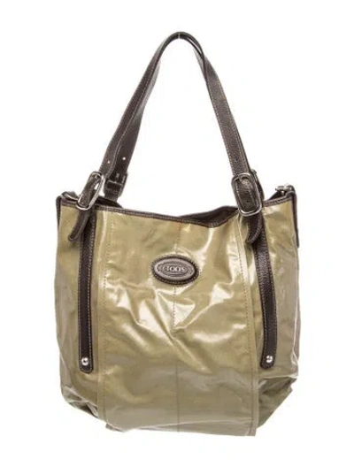 Pre-owned Tod's Nylon Shoulder Bag In Green