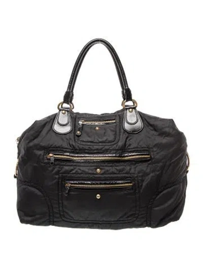Pre-owned Tod's Nylon Top Handle Bag In Black