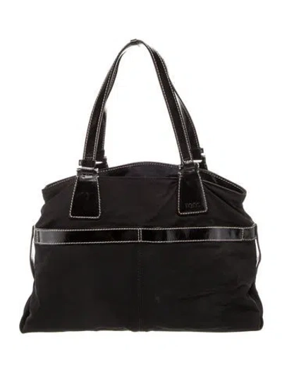 Pre-owned Tod's Nylon Top Handle Bag In Black