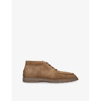 Tod's Leather Ankle Boots Suitable For Desert Terrain In Brown