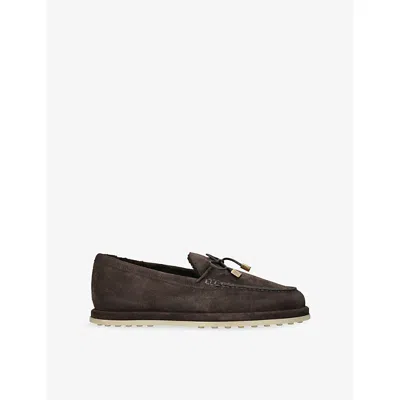Tod's Ods Womens Gomma Shearling-lined Suede Loafers Dark Brown Eur 41 / 8 Uk